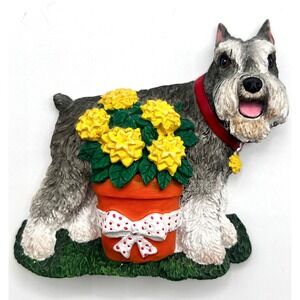 Willabee & Ward Schnauzer Dog Figurine Refrigerator Magnet Flower‎ Pot Decor